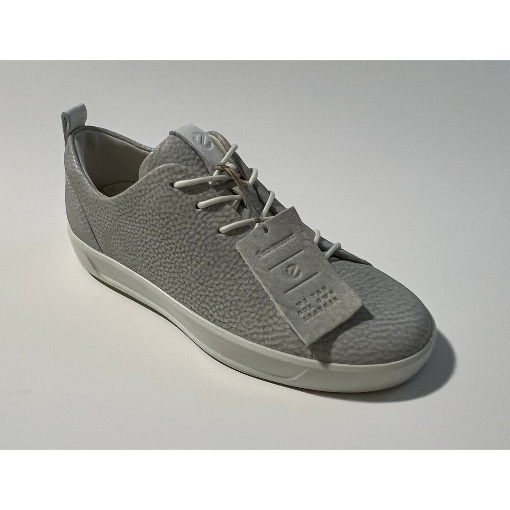 New ECCO Soft Classic Lace-Up Slip Leather Sneakers for Women Size 4 Gray Color